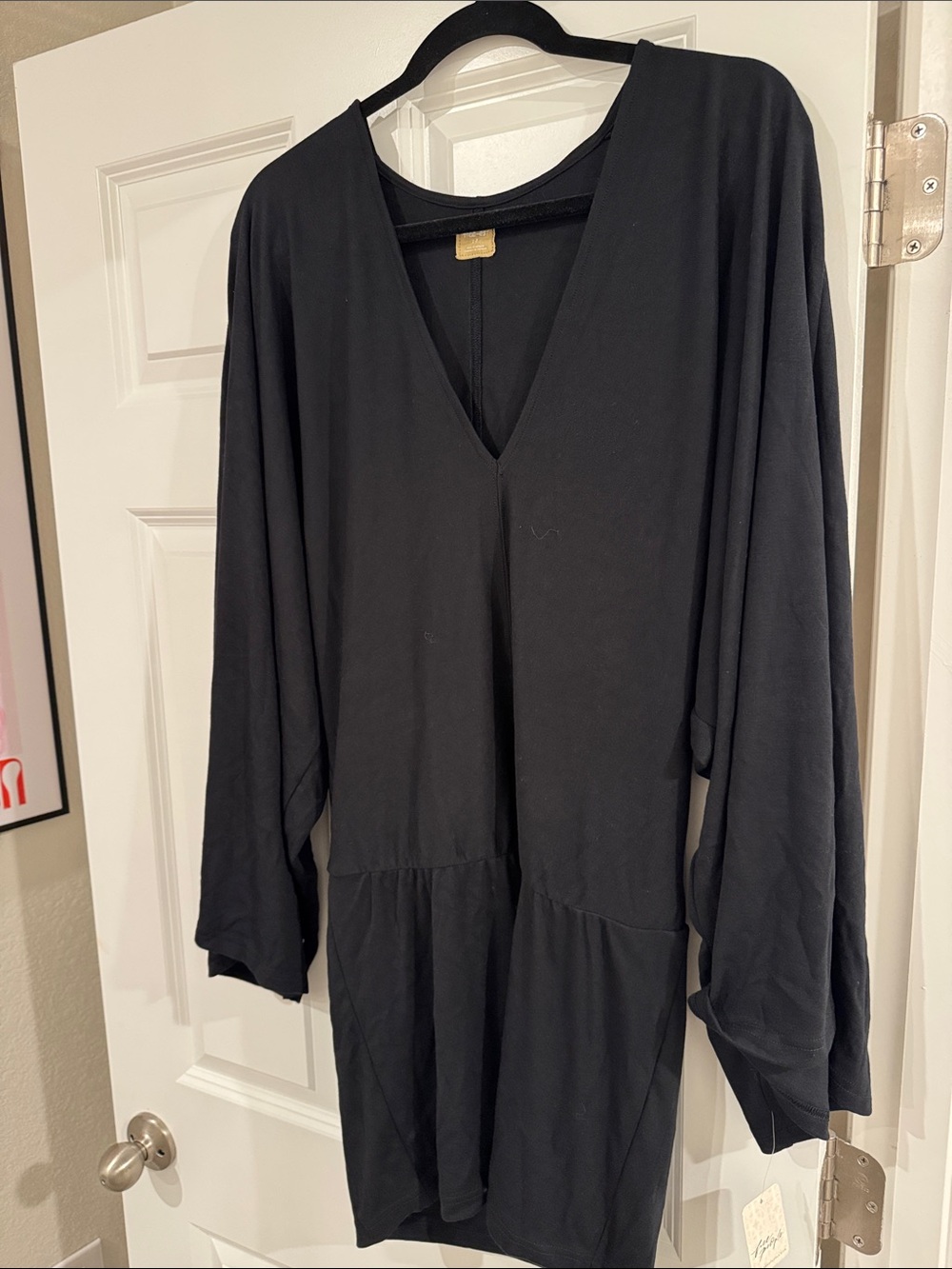 Free People Black V-Neck Long Sleeve Tunic Dress